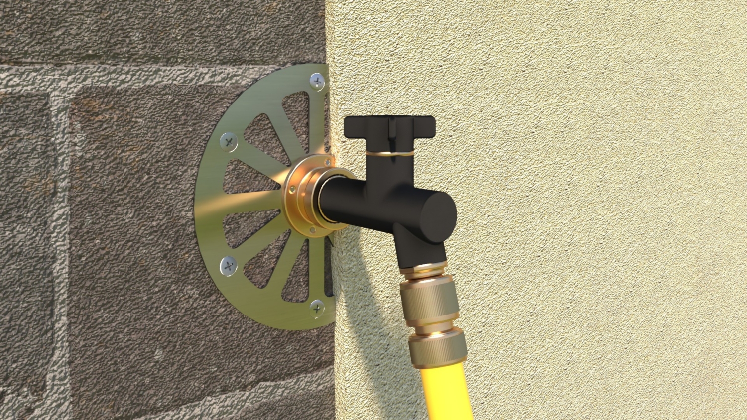 Applique robinet extérieur Aplic'Enduit laiton Anquier