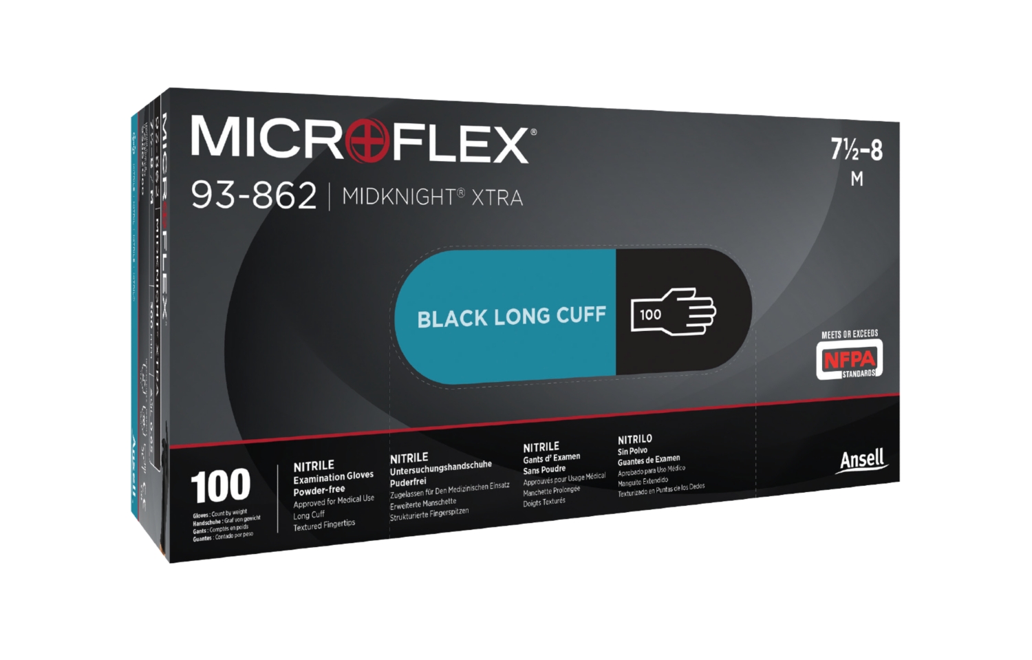 Gants Microflex® MidKnight™ Xtra 93-862 - Noir Ansell