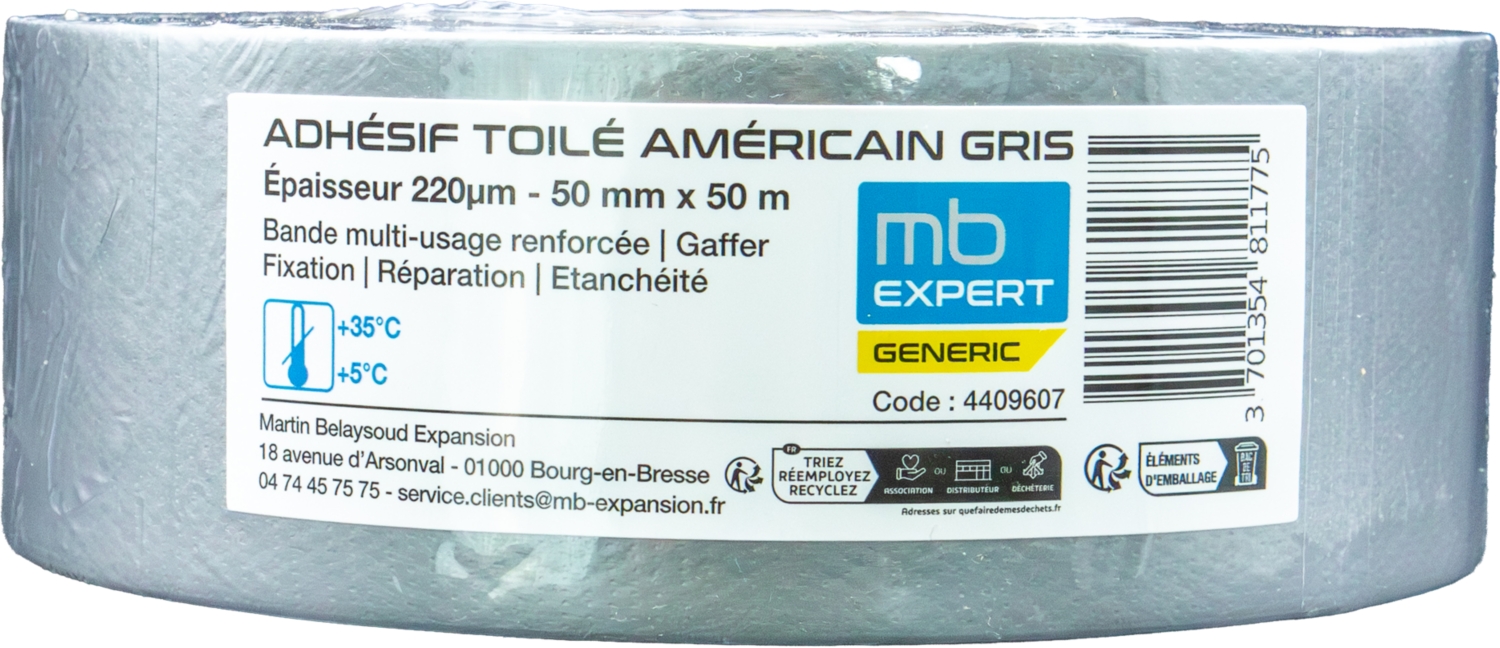 Adhésif toilé américain gris MB Expert