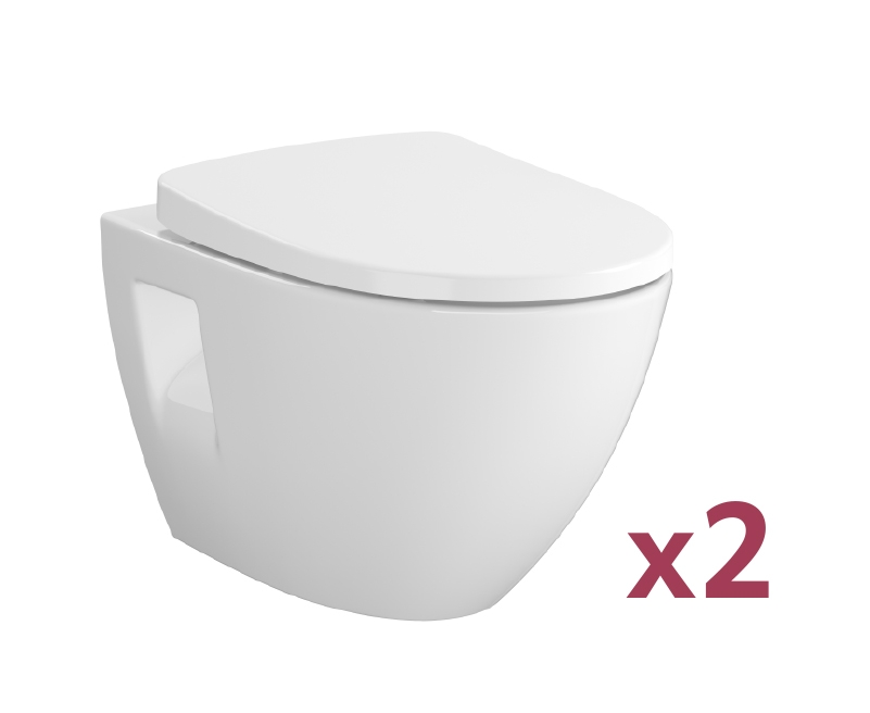 Opération Foot26 - Lot de 2 packs WC suspendus Arbo carénés sans bride - Abattant frein de chute