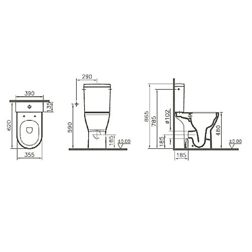 Pack WC complet surélevé Belo sans bride - Sortie horizontale Aquance