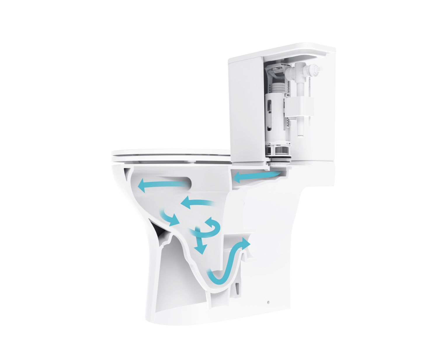 Pack WC à poser Belo avec effet cyclonique sans bride - Sortie horizontale abattant frein de chute Aquance