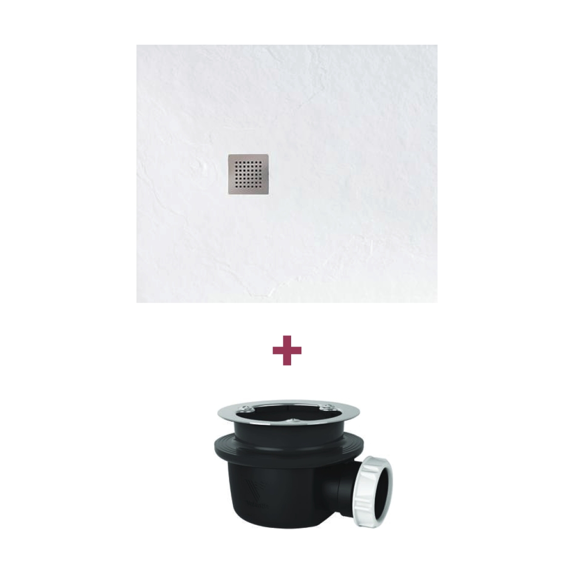 Lot de 1 receveur de douche Beto ultra-plat antidérapant à poser ou à encastrer + 1 bonde de douche extra-plate sortie horizontale sans capot Aquance