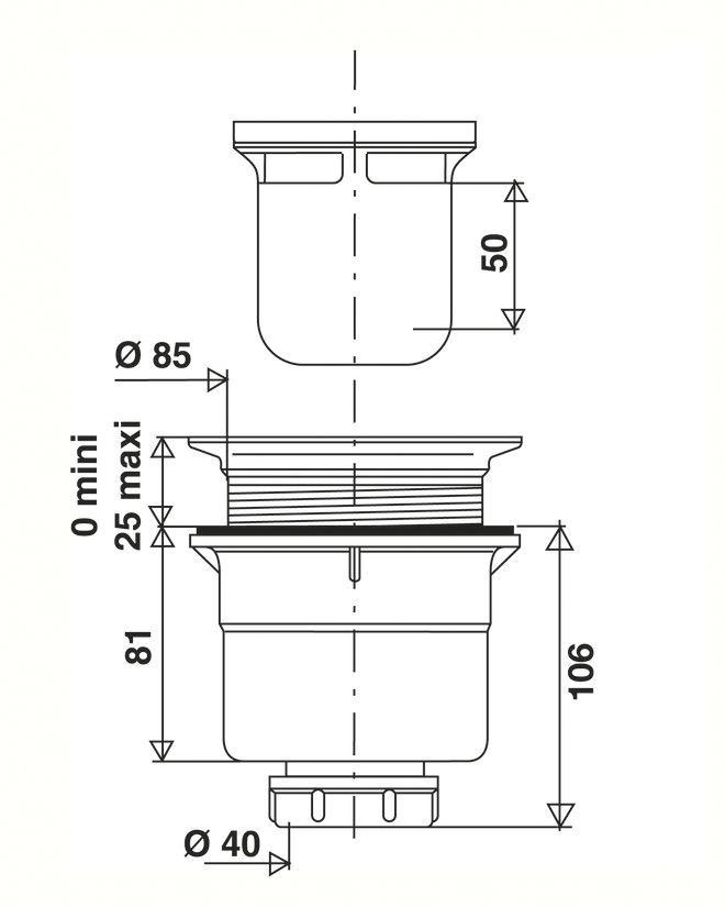 3070898 - Aquance] Bonde de douche extra-plate 40mm