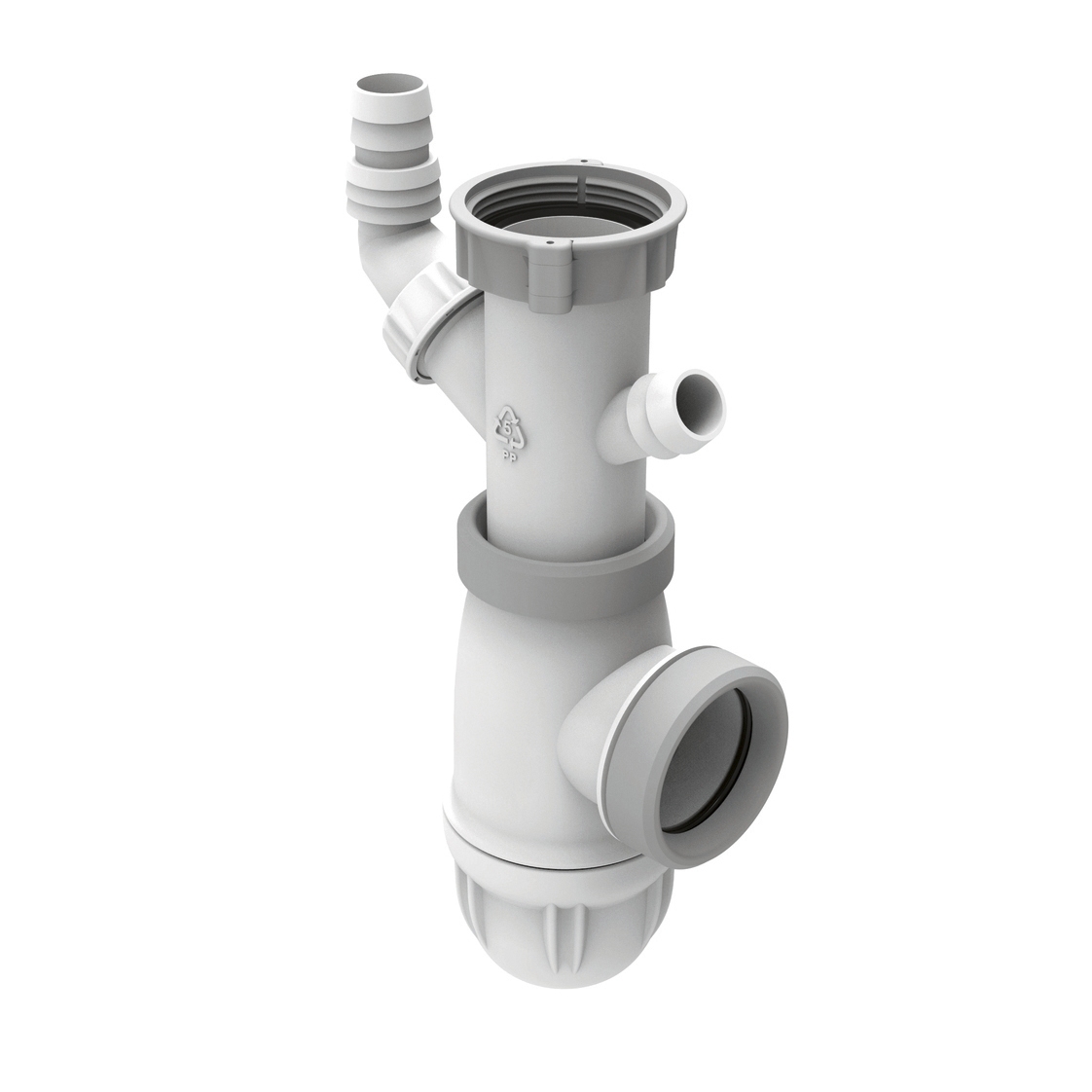 Siphon évier bi-matière joints intégrés diamètre 40 sortie prise MAL