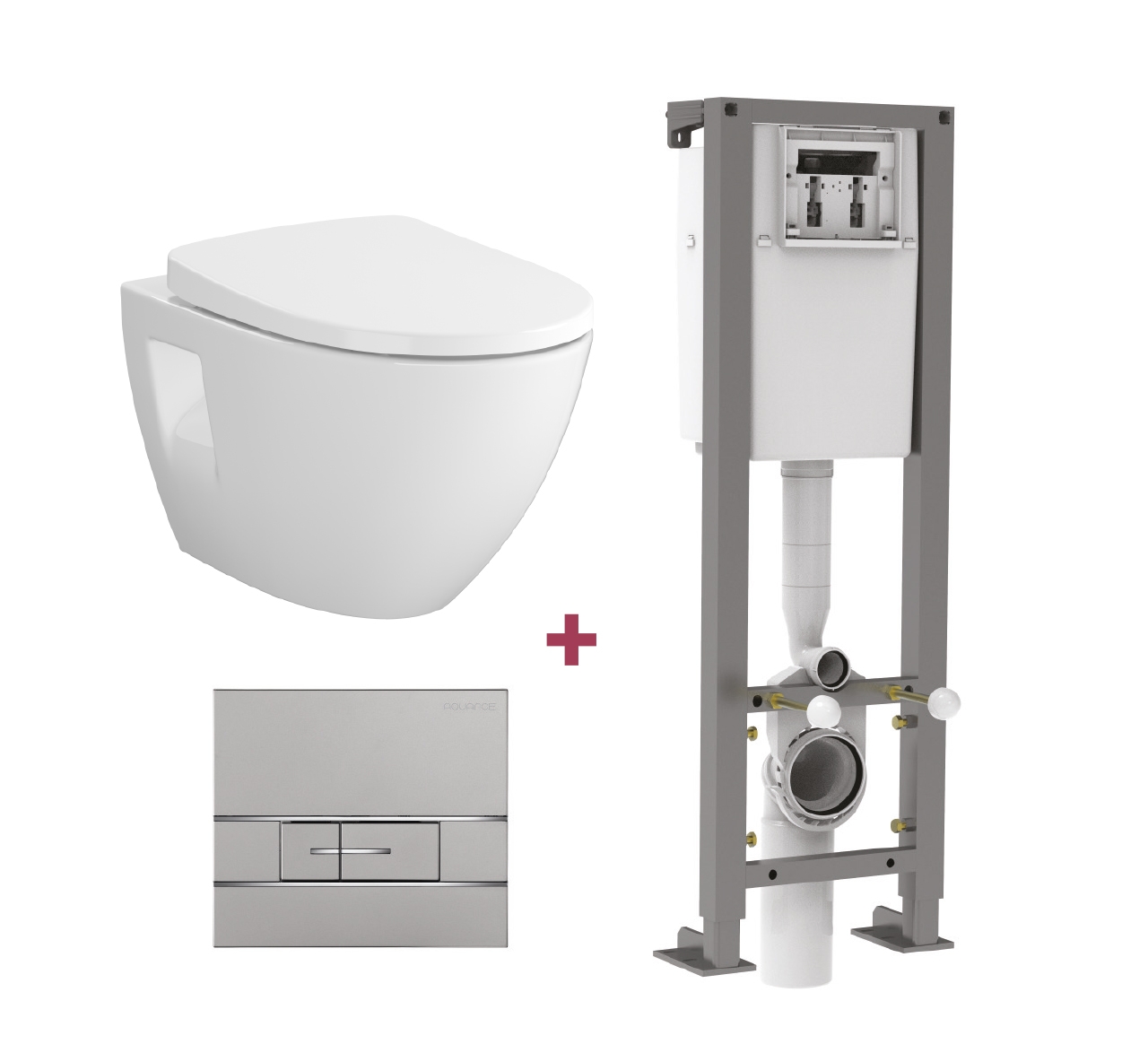 Opération Foot26 - Lot de 1 bâti-support Calu + 1 pack WC suspendu Arbo + 1 plaque de commande Calu
