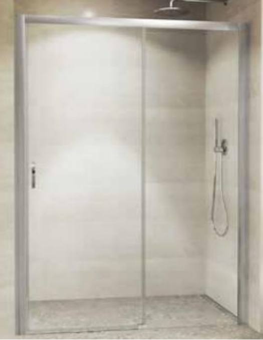 Porte de douche Ixia II coulissante à droite sans seuil accès de face - Profil silver verre transparent Aquance
