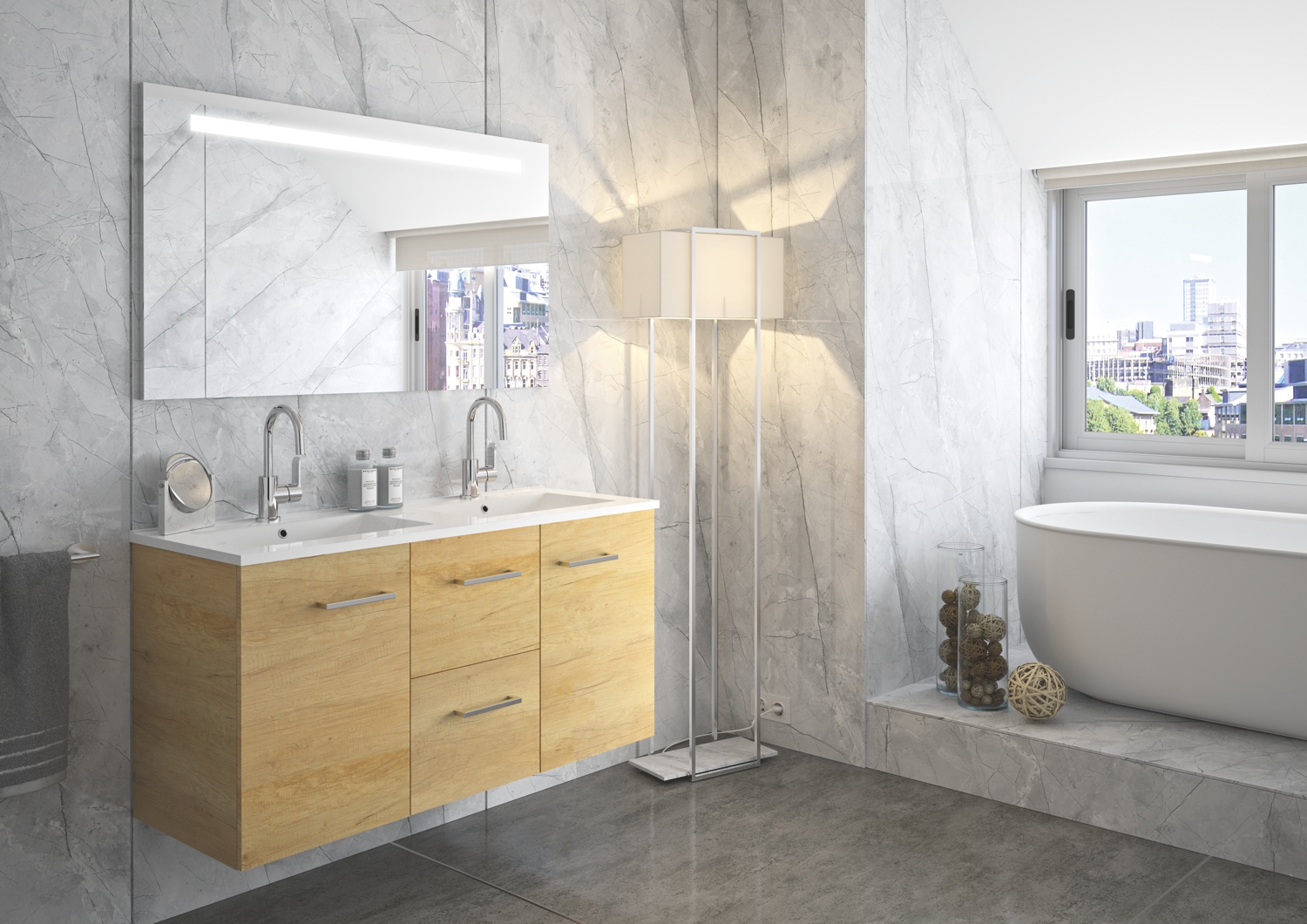 Meuble sous-plan Media 2 portes et 2 tiroirs - 120 cm Aquance