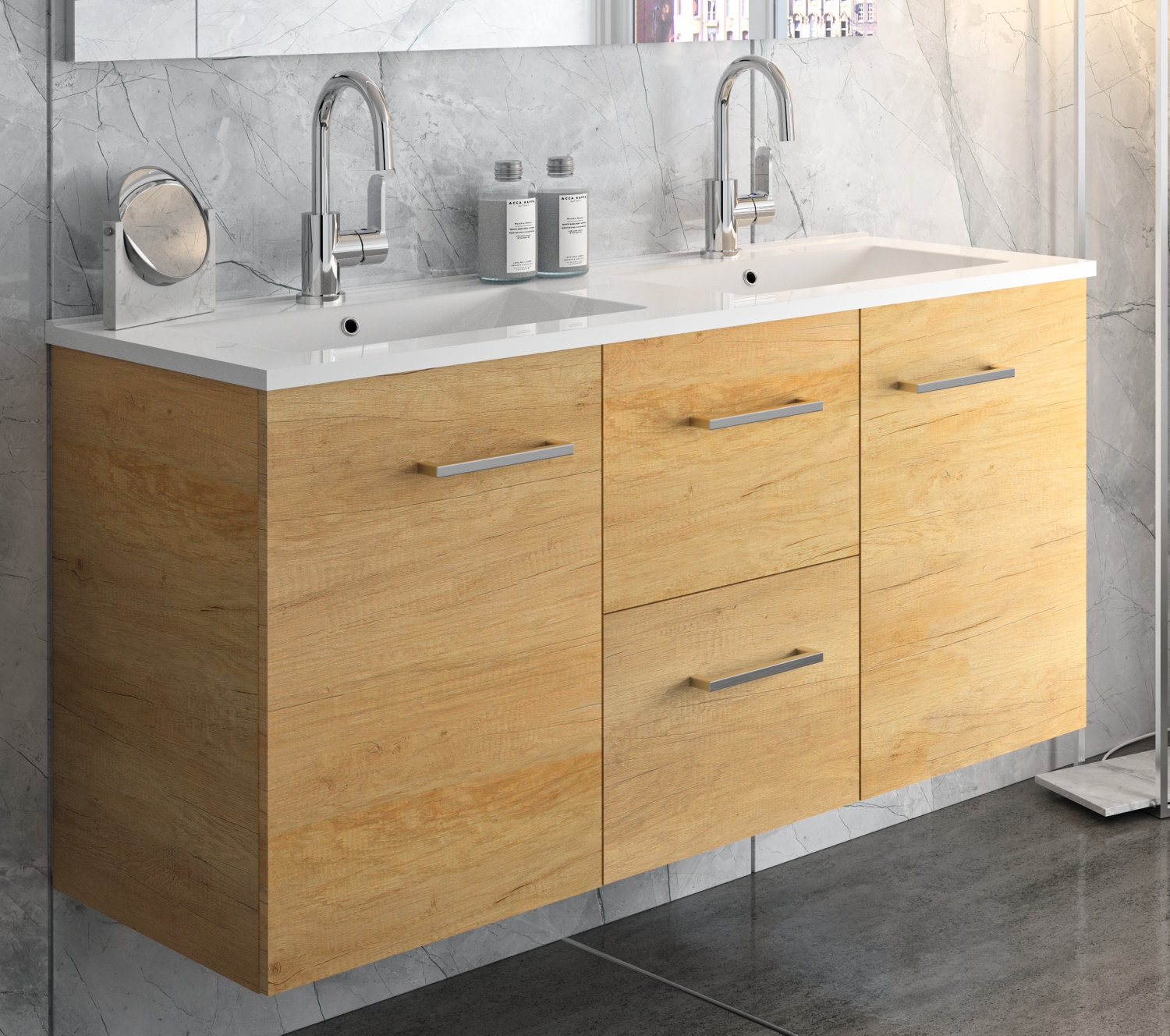 Meuble sous-plan Media 2 portes et 2 tiroirs - 120 cm Aquance