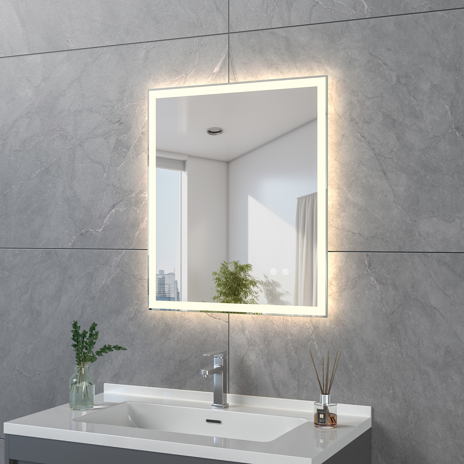 Miroir cadreé Mir LED anti-buée Aquance