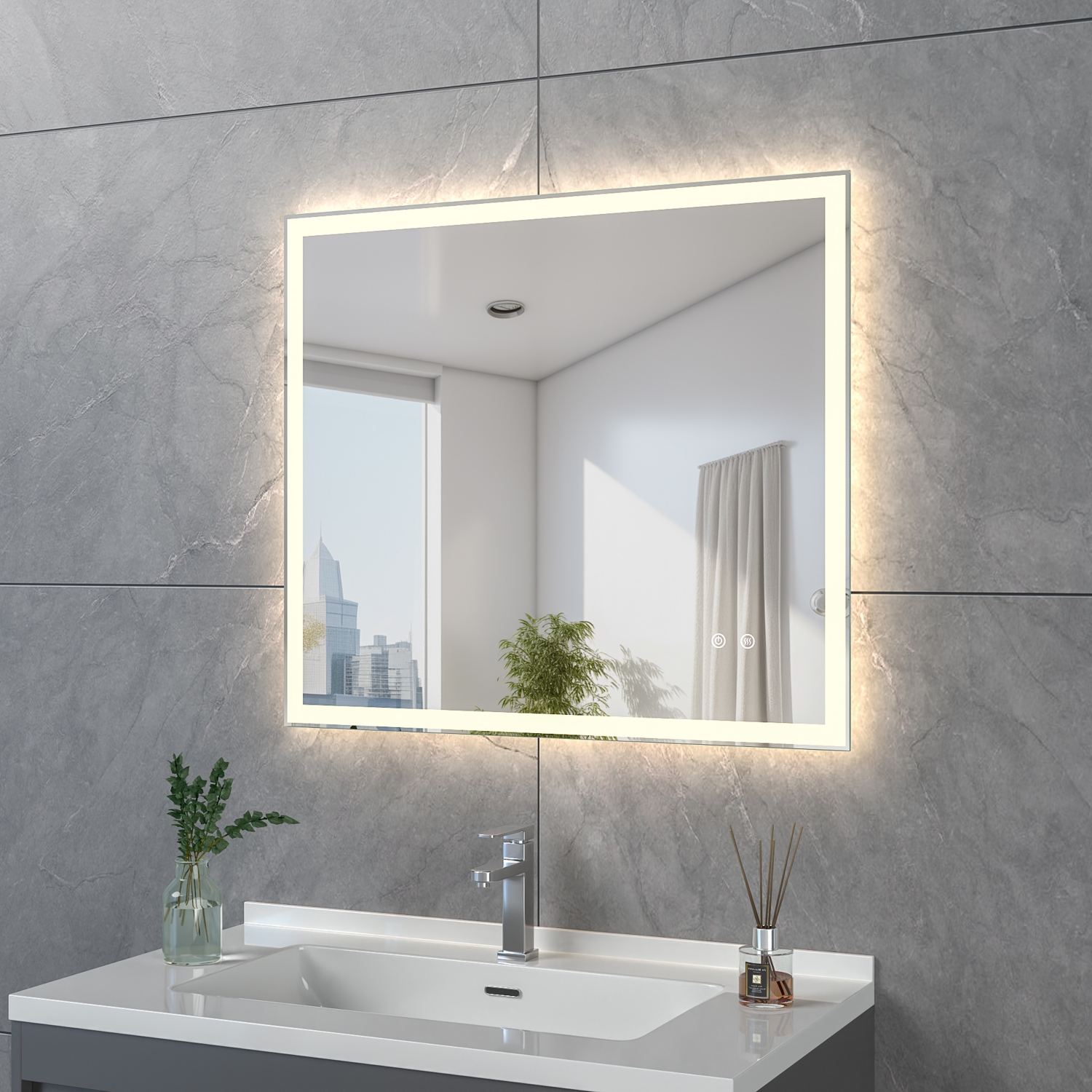 Miroir cadreé Mir LED anti-buée Aquance