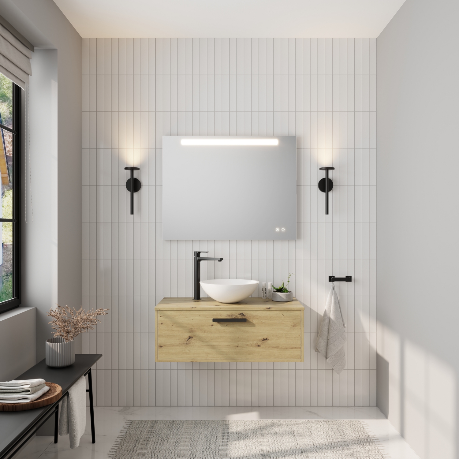 Meuble bas Oslo 1 tiroir - 90 cm Aquance