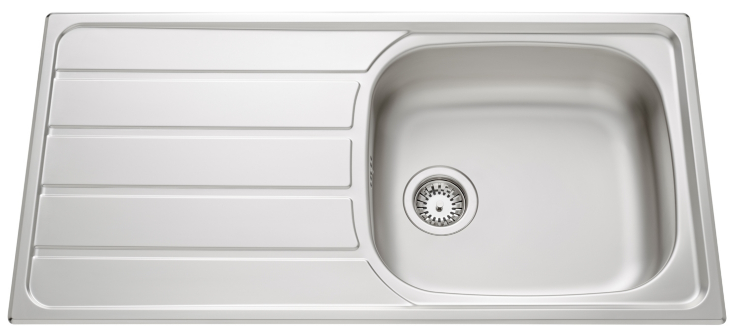 Evier Wake à encastrer - 1 cuve 1 égouttoir inox micro structure avec vidage 100 x 50 cm réversible