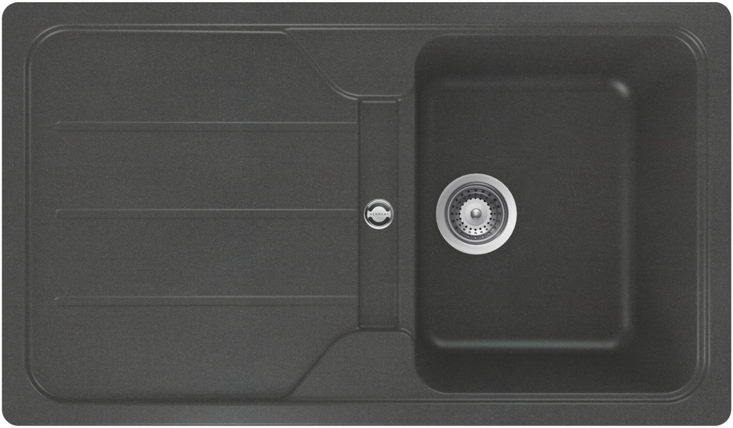 Evier Wake à encastrer - 1 cuve 1 égouttoir avec vidage noir pur 86 x 50 cm réversible