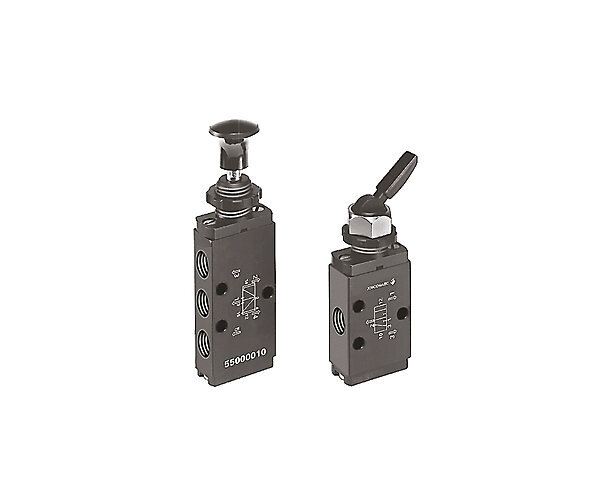 Distributeurs 3/2NF ou 5/2 à commande manuelle raccordement en 1/8’’ Asco
