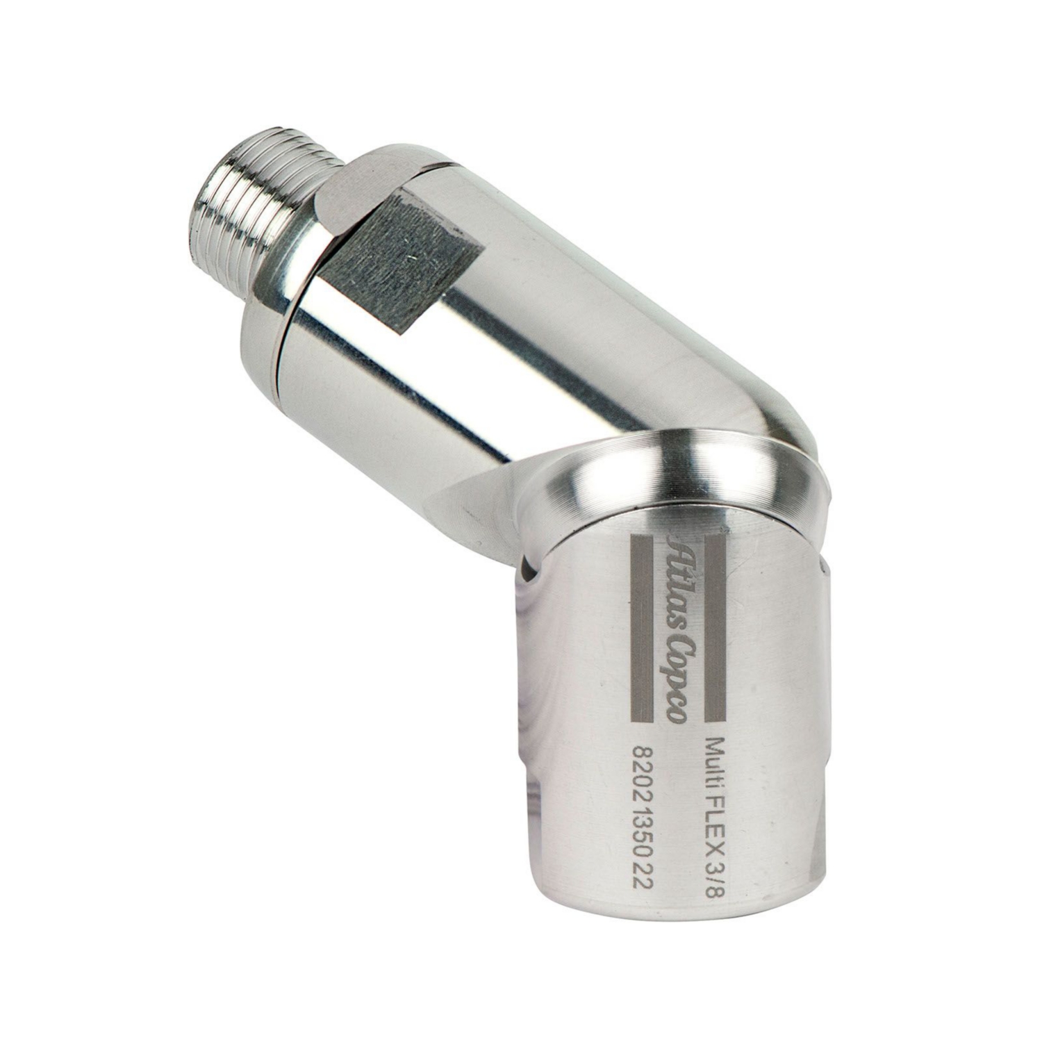 Raccord pivotant coude 45° malê BSPP x femelle BSPP inox série Multiflex Atlas Copco