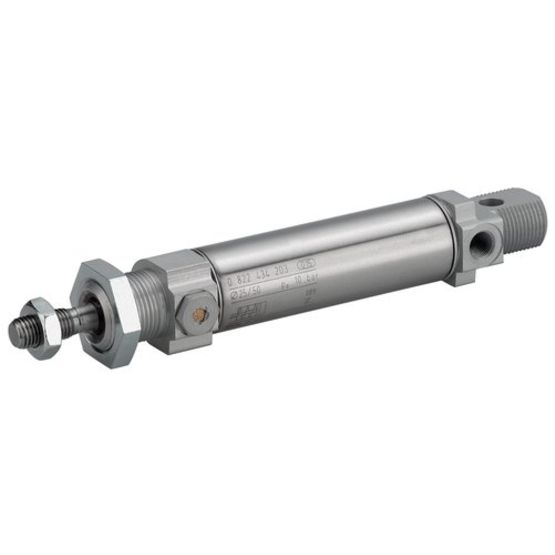Vérin pneumatique ISO 6432 rond alu diamètre 20 simple effet tige rentrée amortissement pneumatique réglable série MNI Aventics