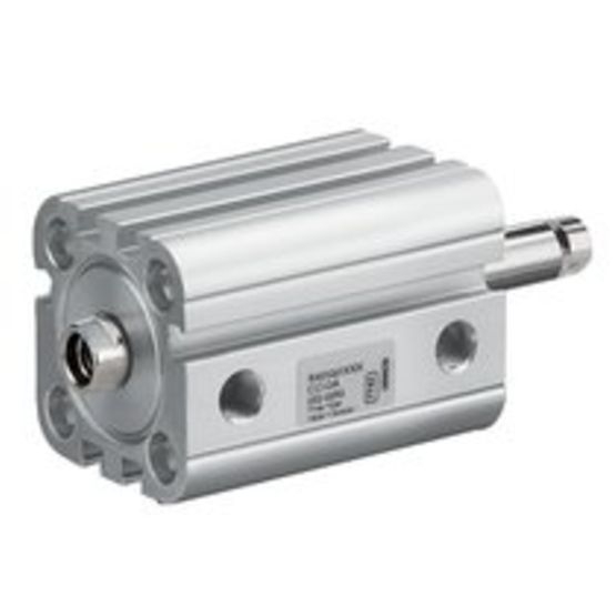 Vérin pneumatique ISO 21287 compact diamètre 80 double effet tige traversante amortissement pneumatique réglable série CCI Aventics