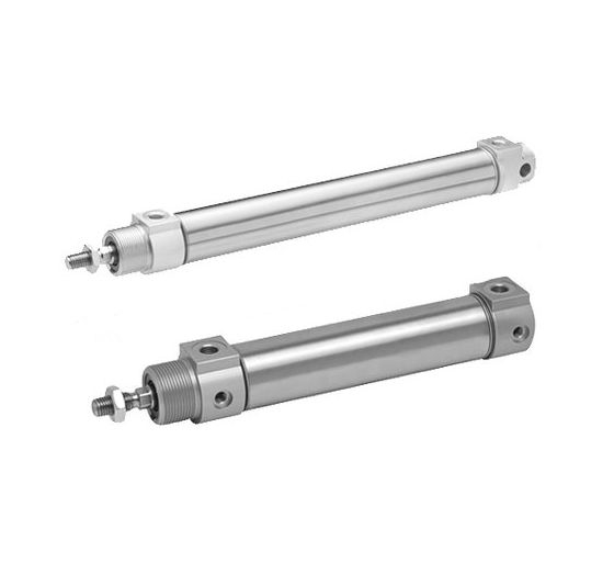 Vérin pneumatique ISO 6431 rond inox diamètre 40 double effet amortissement pneumatique réglable série RPC Aventics