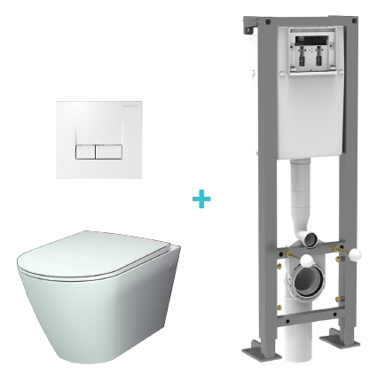 Lot d'un bâti-support CALU + pack cuvette suspendu ARBO + plaque commande CALU Aquance