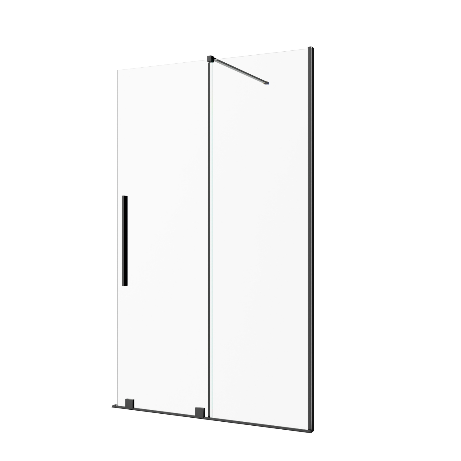 Porte de douche Gara coulissante accès de face - Profil noir mat verre transparent Aquance