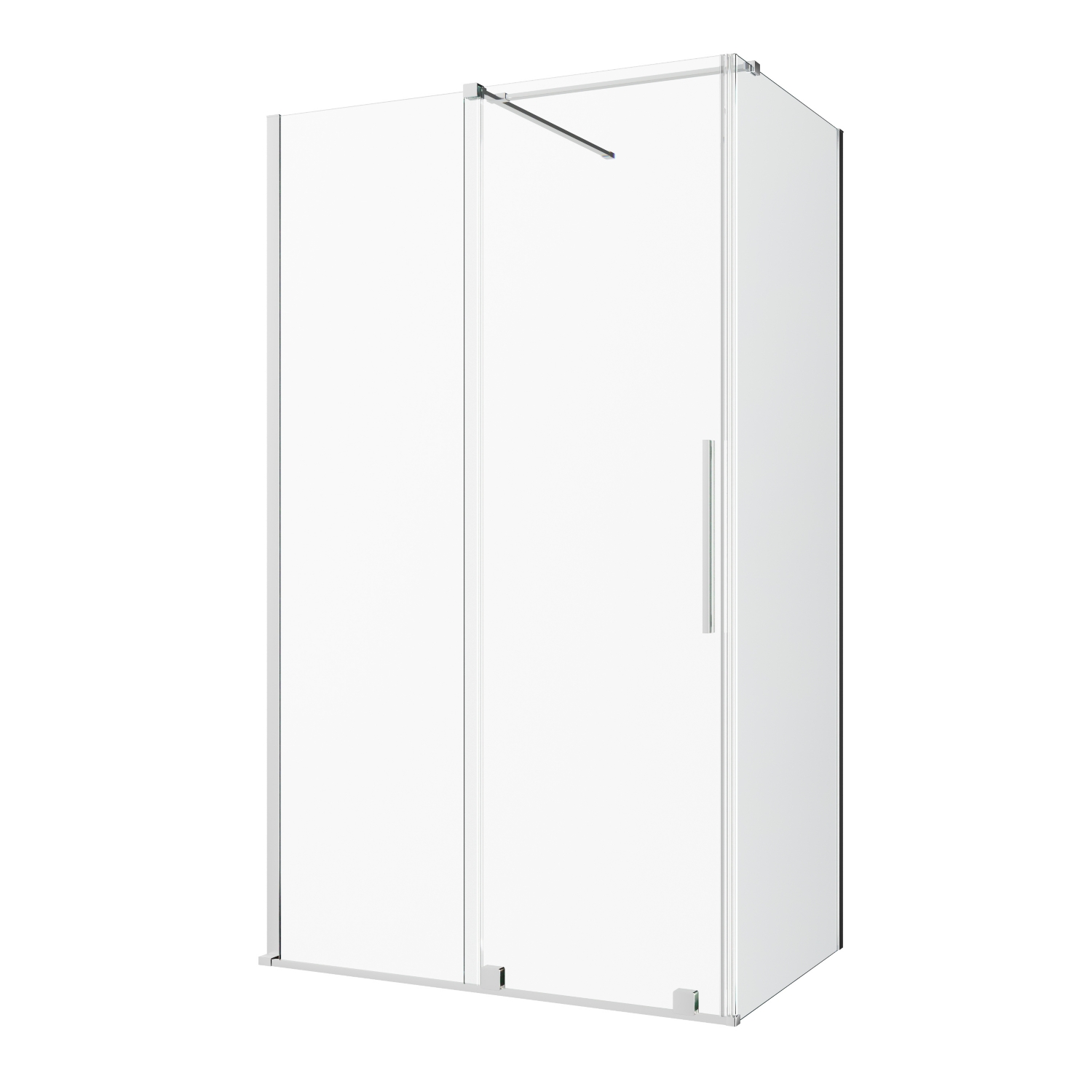 Elément fixe de douche Gara pour montage en angle - Profil silver verre transparent Aquance
