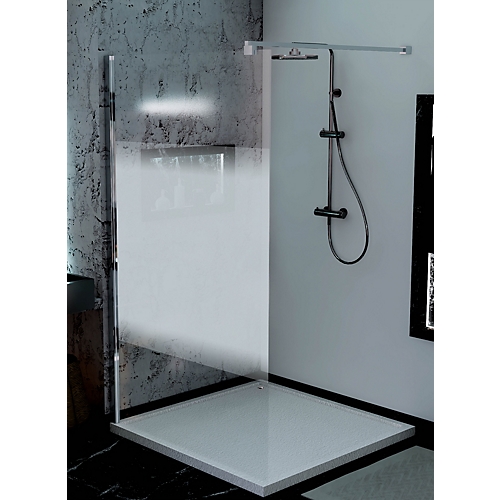 Paroi de douche Ixia II solution ouverte pour montage seul ou avec mobile profil argent verre sérigraphié 8 mm Aquance