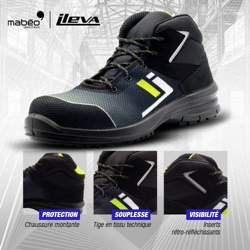 Chaussures de sécurité hautes Avia B0909 - S1PL FO SR Noir/Gris/Jaune Ileva