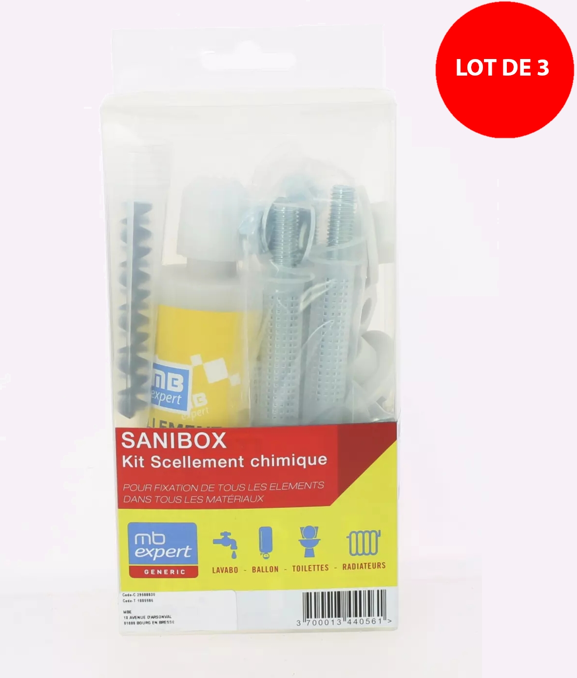 Kit de scellement chimique - lot de 3
