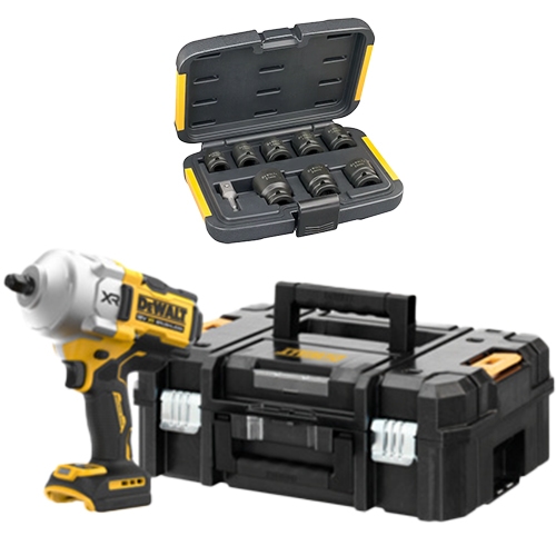 Boulonneuse 18 V solo couple maxi 1626 Nm + Coffret de 8 douilles à chocs DeWalt
