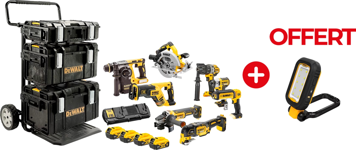 Kit Premium 8 outils XR Brushless 18 V + Lampe offerte