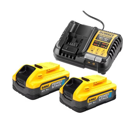 Pack de deux batteries Powerstack XR 18 V 5 Ah + un chargeur DeWalt