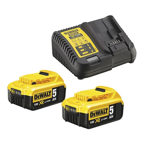  Pack de 2 batteries XR 18 V 5.0 Ah Li-Ion + chargeur multivoltage 