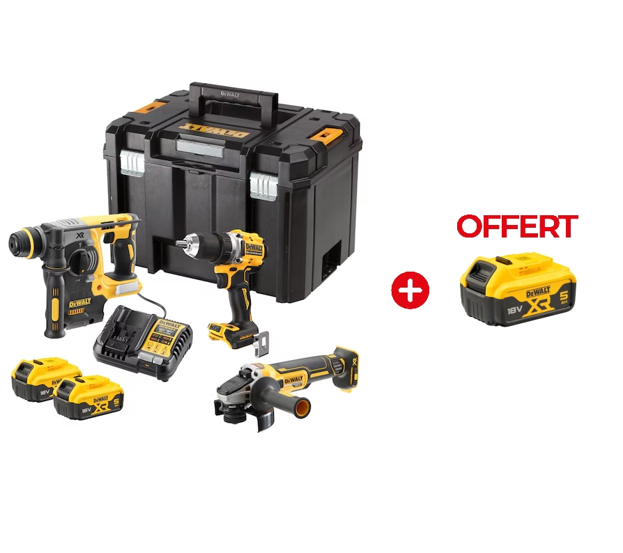 Kit 3 outils XR 18V + 1 Batterie 18V 5 Ah en cadeau
