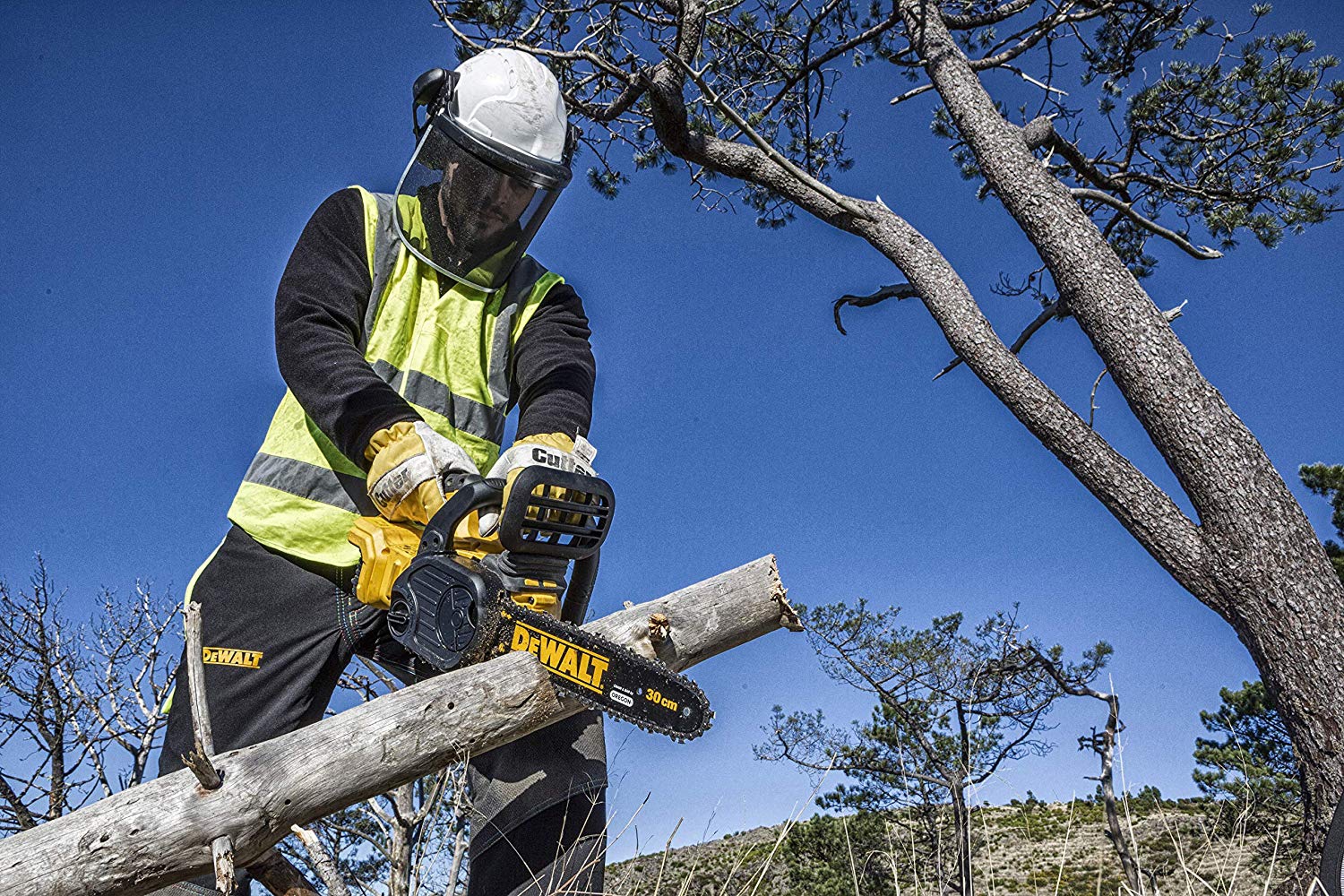 Tronçonneuse élagueuse 30 cm - XR 18V - 5Ah Li-Ion - livrée avec 1 batterie 18V 5Ah et un chargeur DeWalt