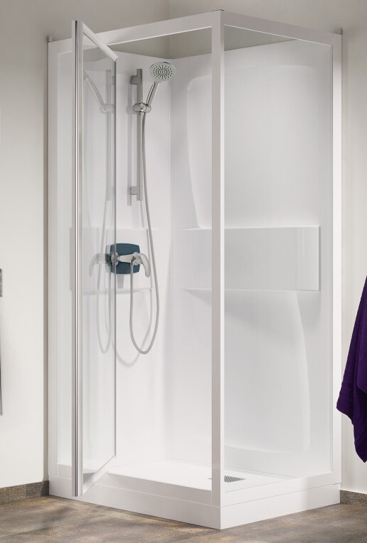 Cabine de douche Kineprime fermée rectangulaire accès de face - Pivotante verre transparent Kinedo