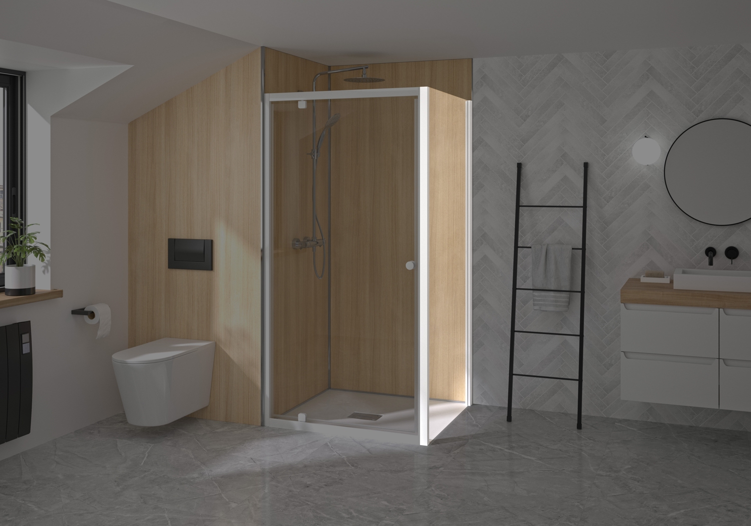 Paroi fixe Supra Fixe - Profil blanc verre transparent