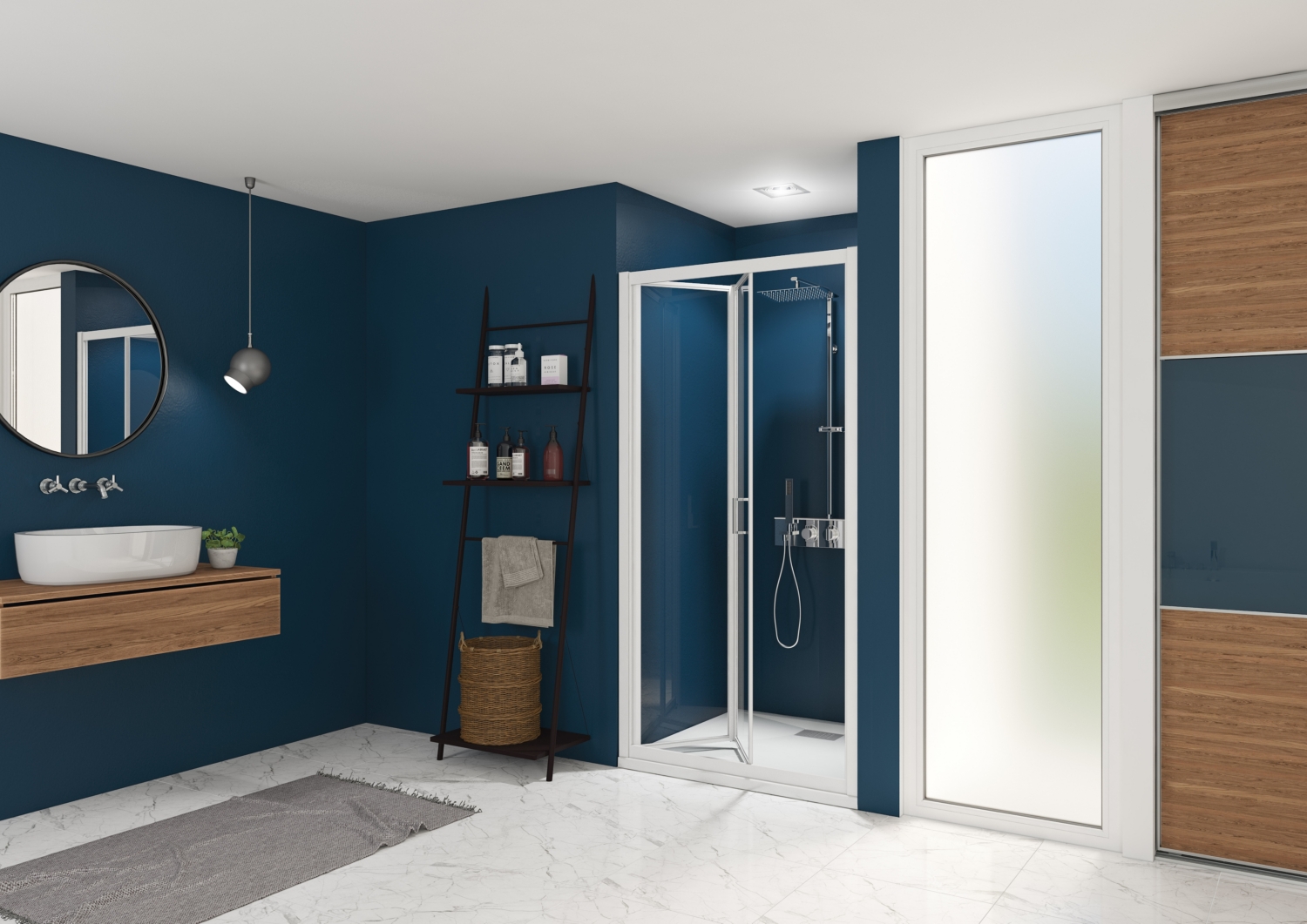 Porte de douche Smart Express S pliante accès de face - Profil blanc verre transparent