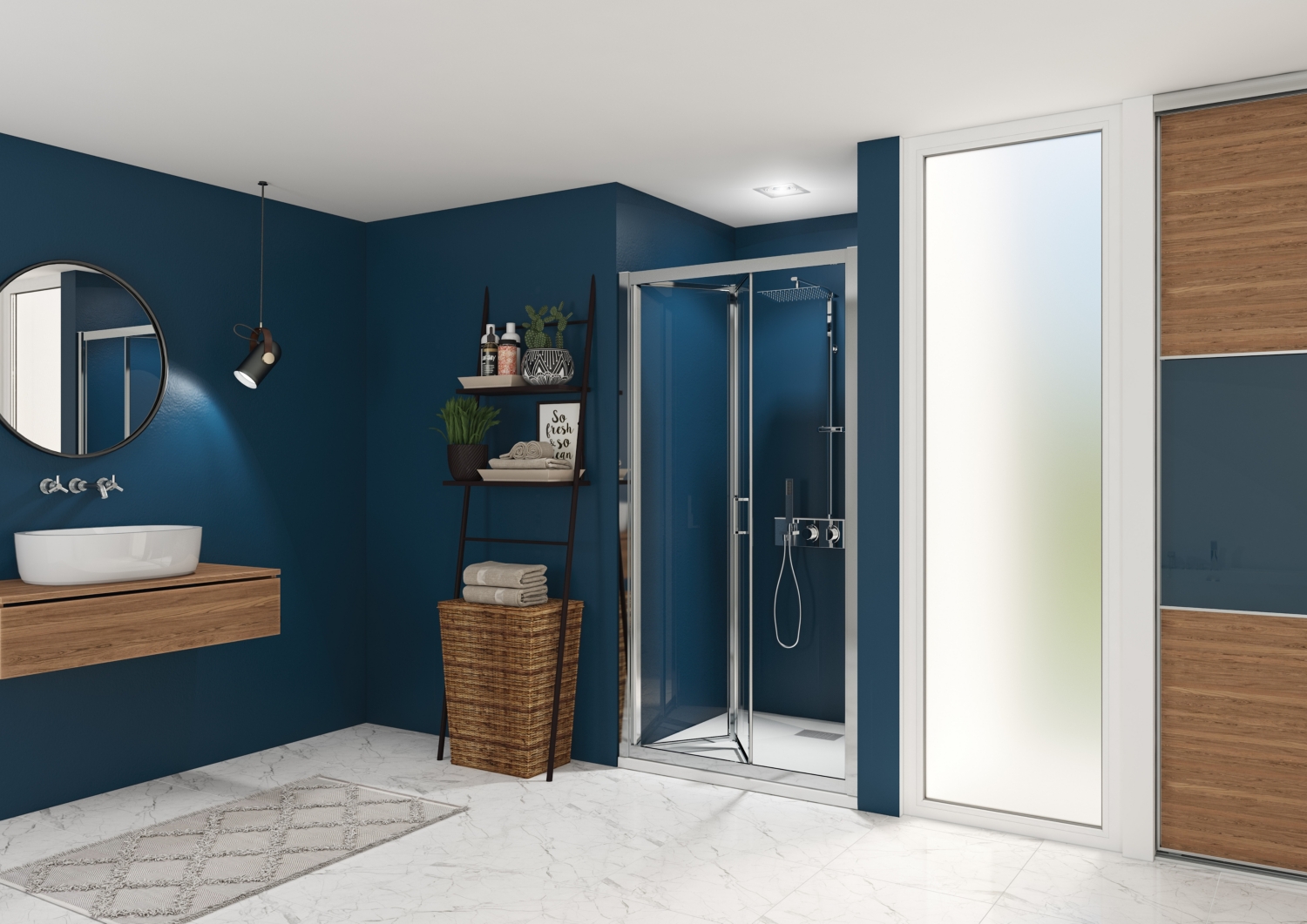 Porte de douche Smart Express S pliante accès de face - Profil chromé verre transparent