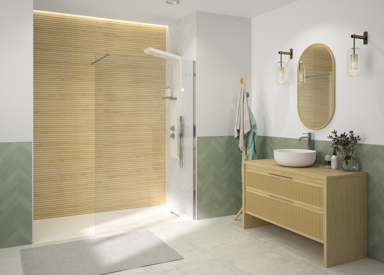 Paroi de douche Solo 6 Walk-In Essentiel fixe - Profil chromé verre transparent largeur 1200 mm