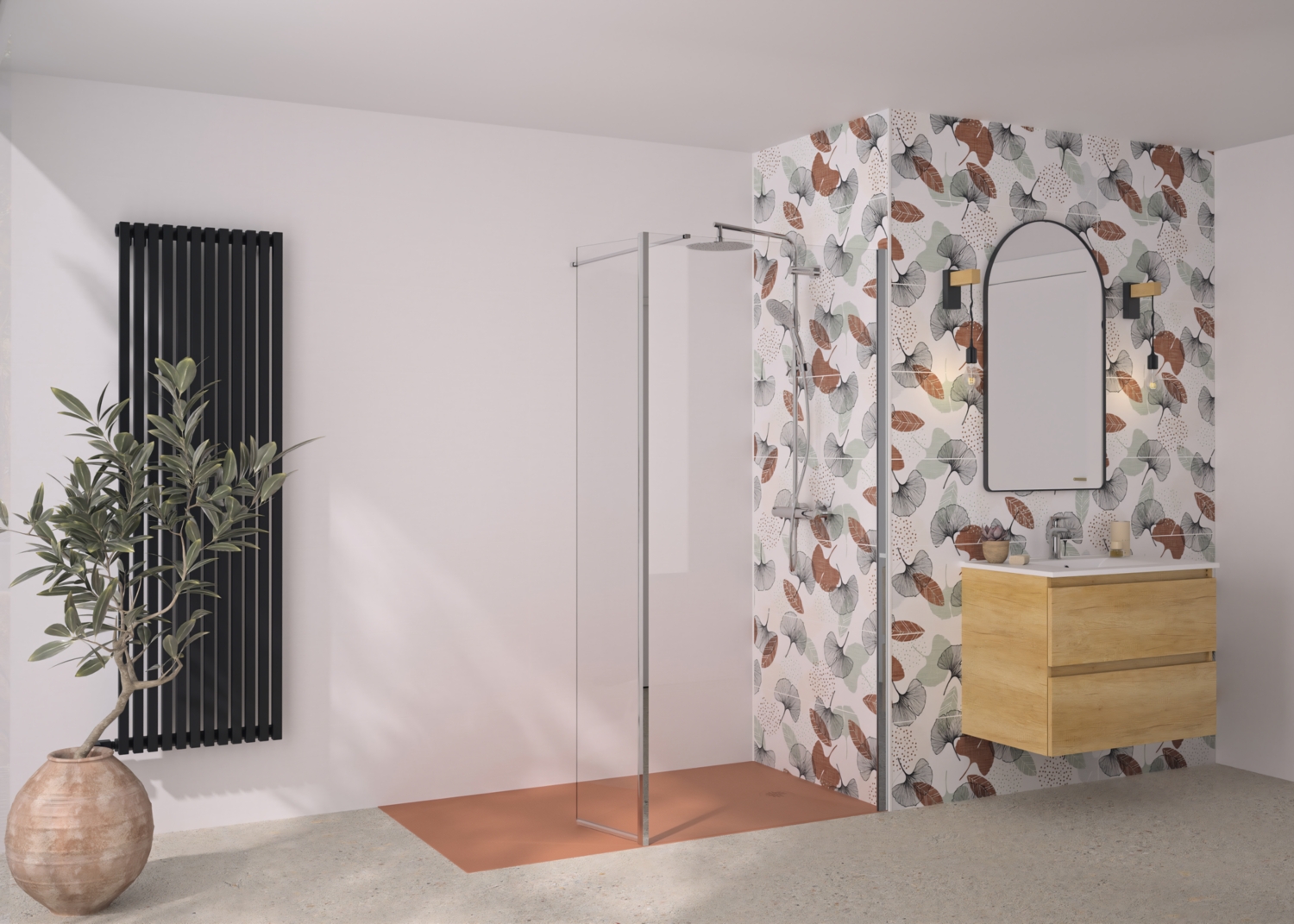 Volet de douche Solo 6+ Walk-In Essentiel mobile - Profil chromé verre transparent largeur 350 mm