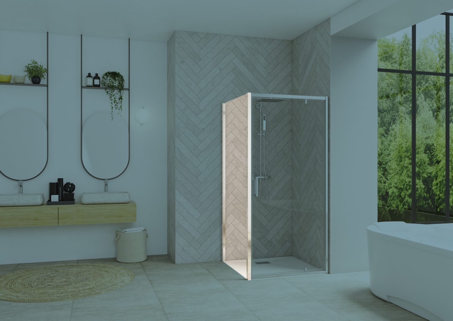 Paroi fixe Smart Design Fixe - Profil chromé verre transparent