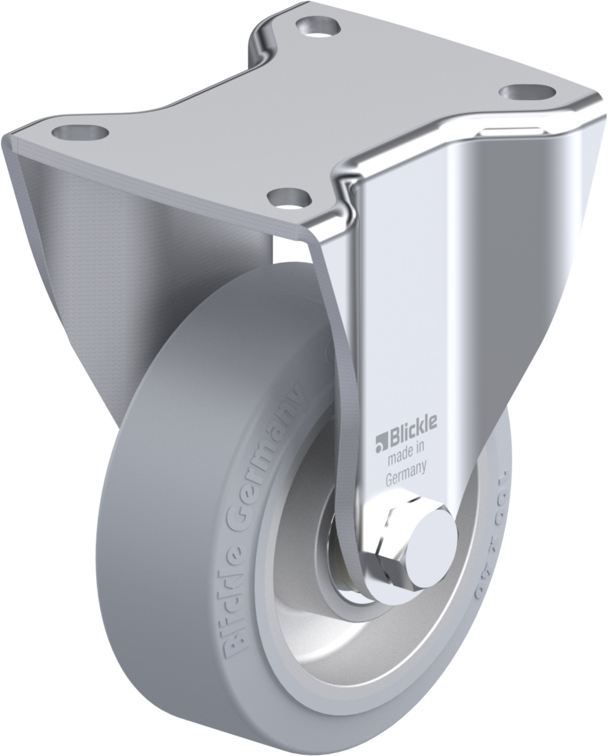  Roulette fixe BH-ALEV à platine Non tachant gris Roulement à billes sans frein 