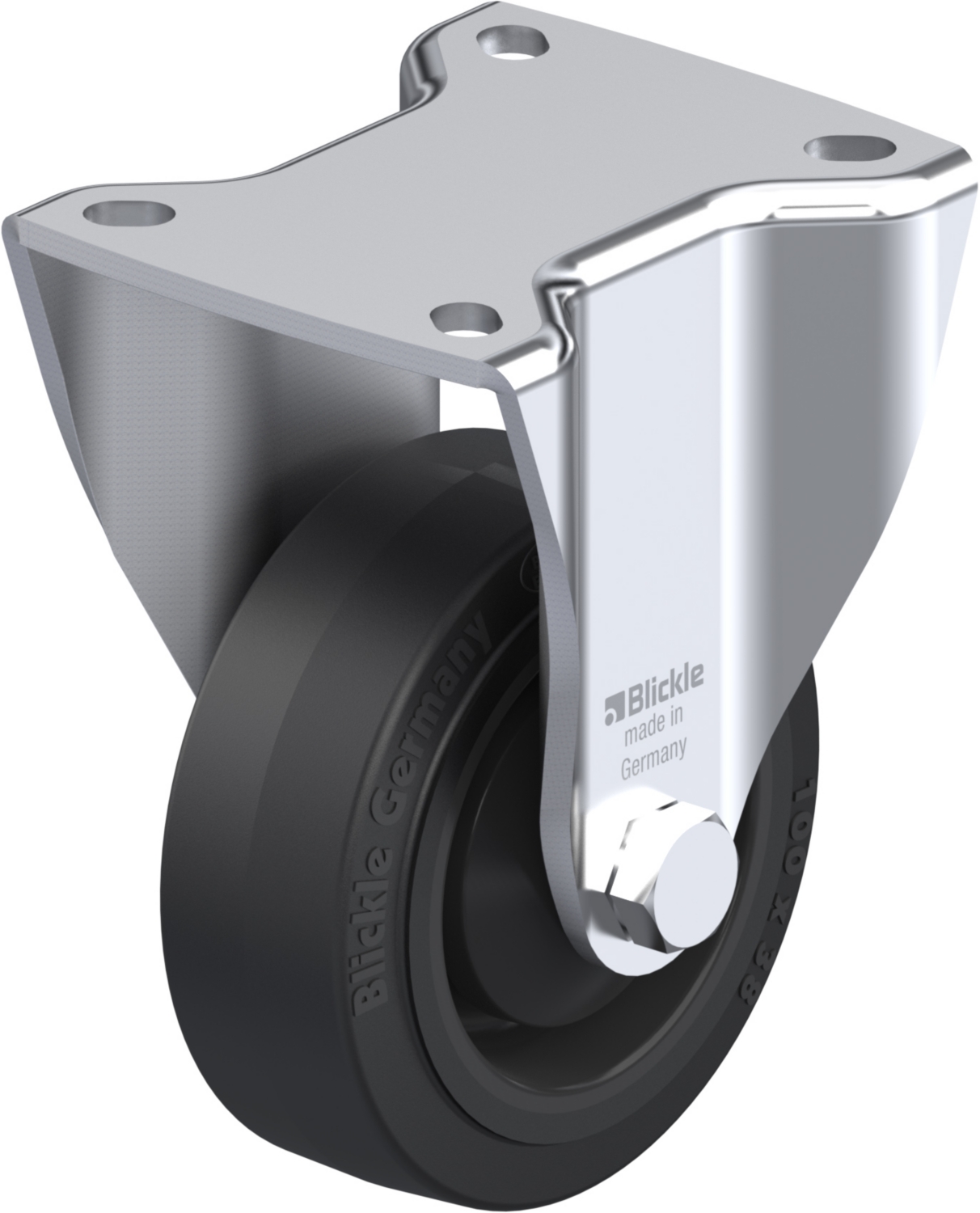  Roulette fixe BH-POEV à platine Roulement à billes Inox sans frein 