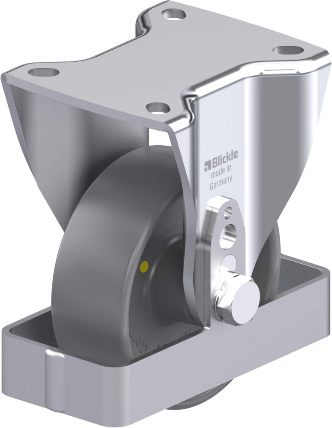 Roulette fixe BH-PO à platine Non tachant gris, Electro-conductrice Moyeu lisse sans frein Blickle