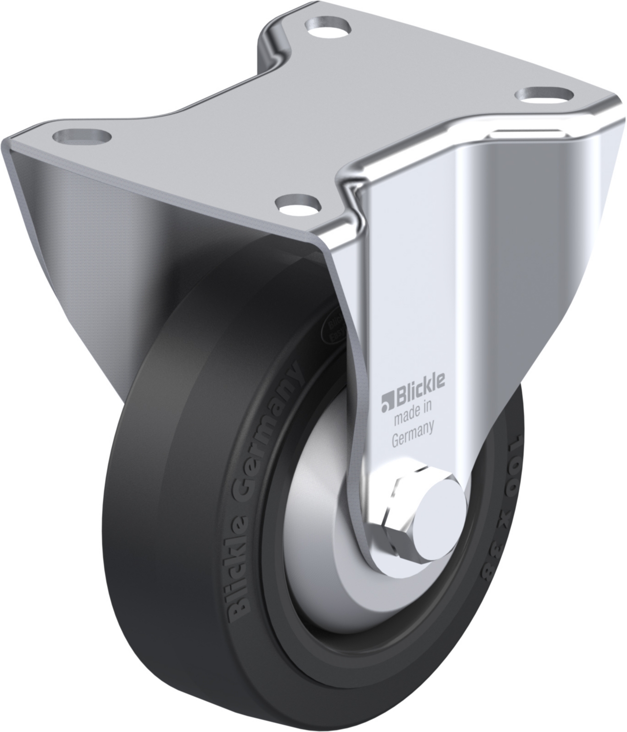  Roulette fixe BK-POEV à platine Pare-fils à rouleaux Inox sans frein 