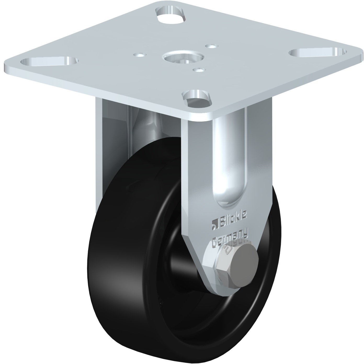 Roulette fixe B-PO à platine Protège-pied Moyeu lisse sans frein 