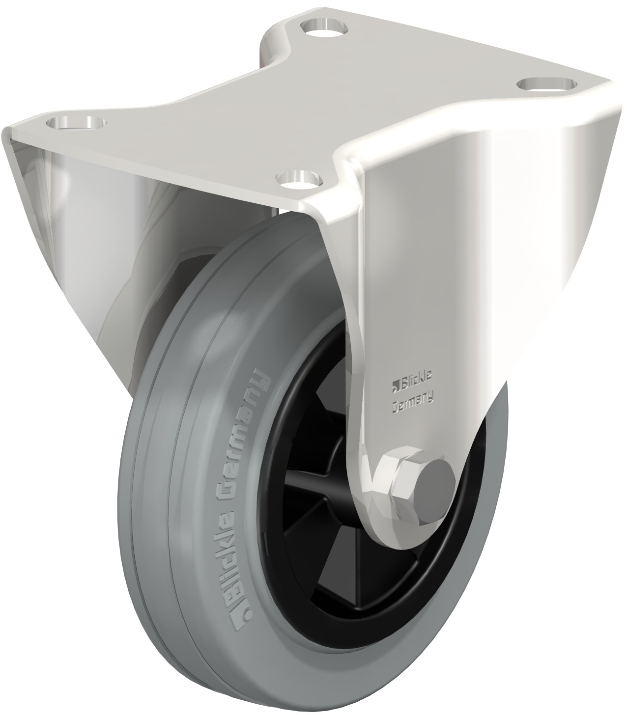 Roulette fixe BX-VPP à platine Non tachant gris Moyeu lisse sans frein Blickle