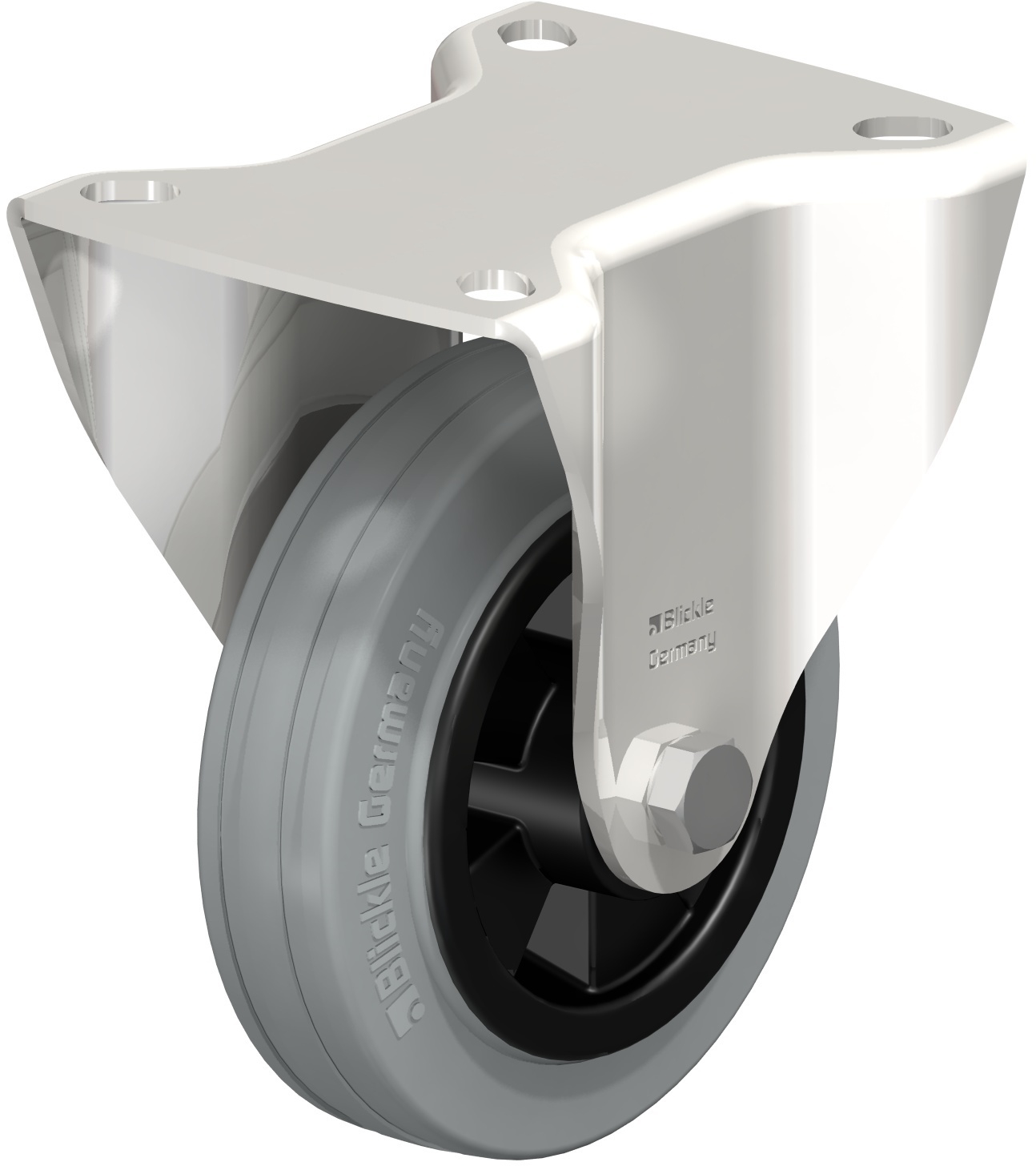 Roulette fixe BX-VPP à platine Non tachant gris Roulement à rouleaux Inox sans frein Blickle