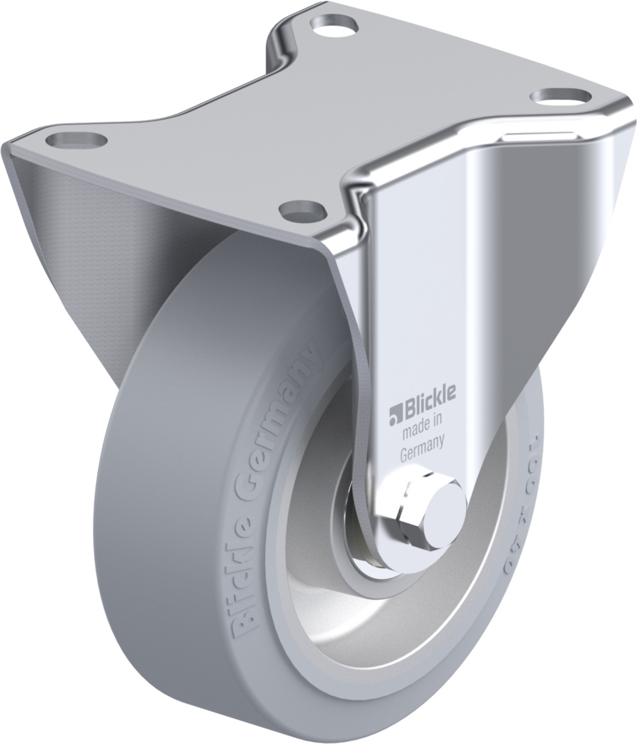  Roulette fixe B-ALEV à platine Protège-pied non tachant gris à billes sans frein 